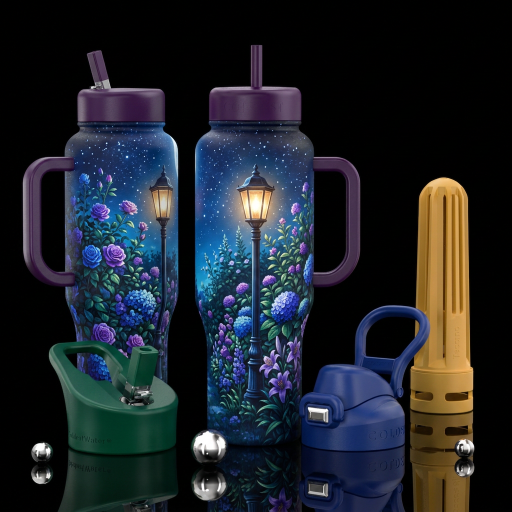 Night Floral water bottle design
