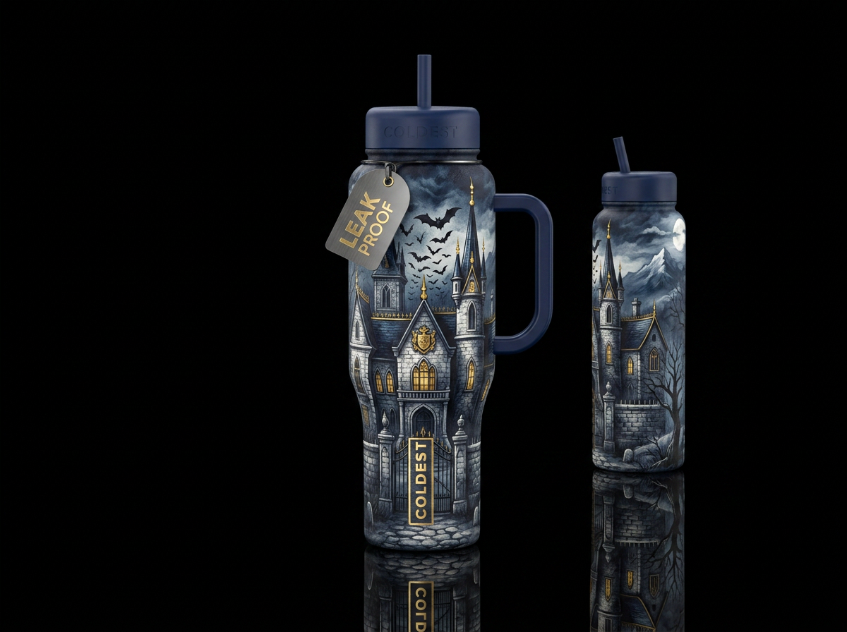 The Transylvanian Manor water bottle design