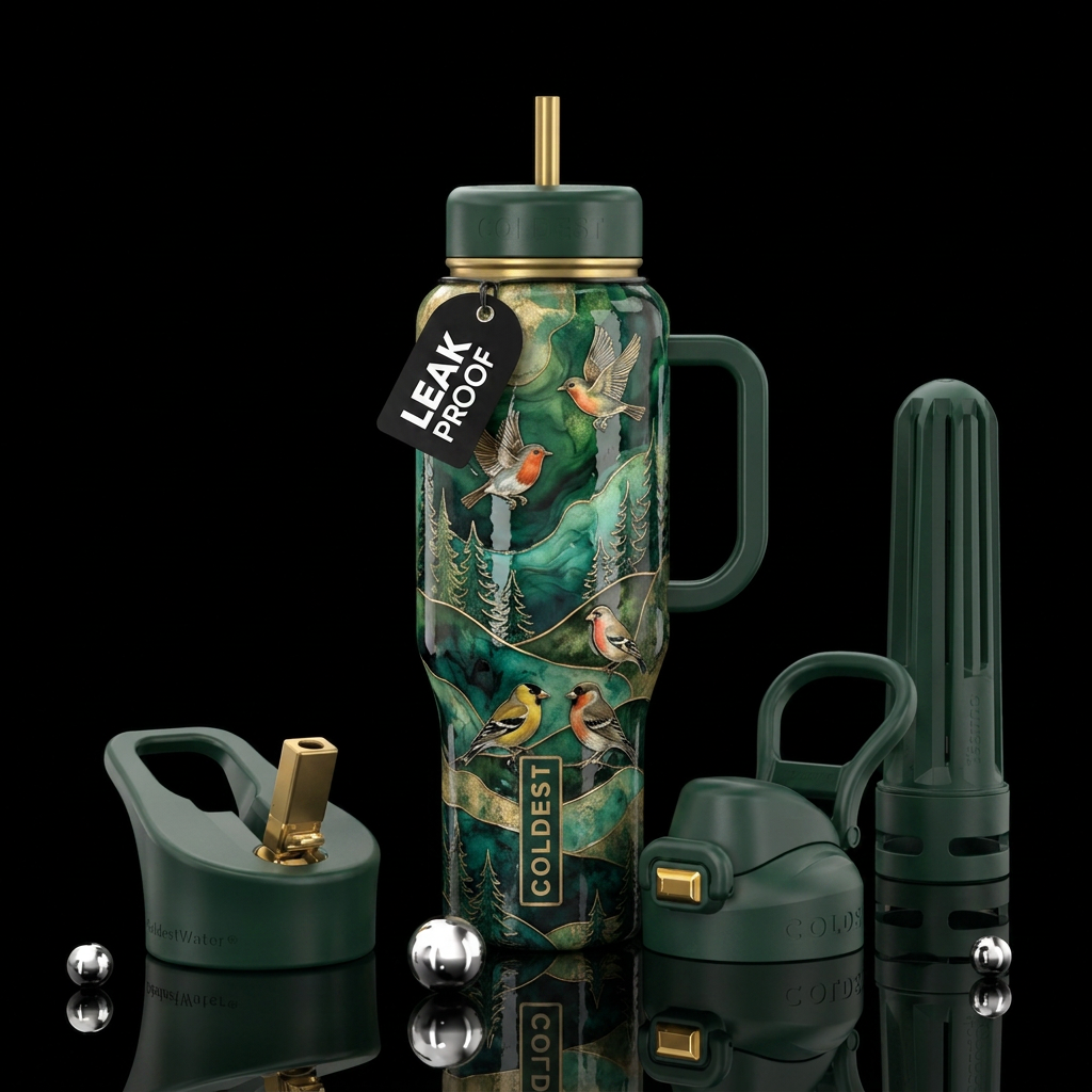 Enchanted evergreen. water bottle design