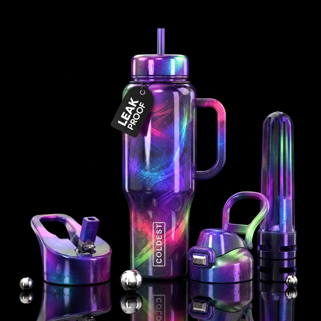 Bold neon gradient water bottle design