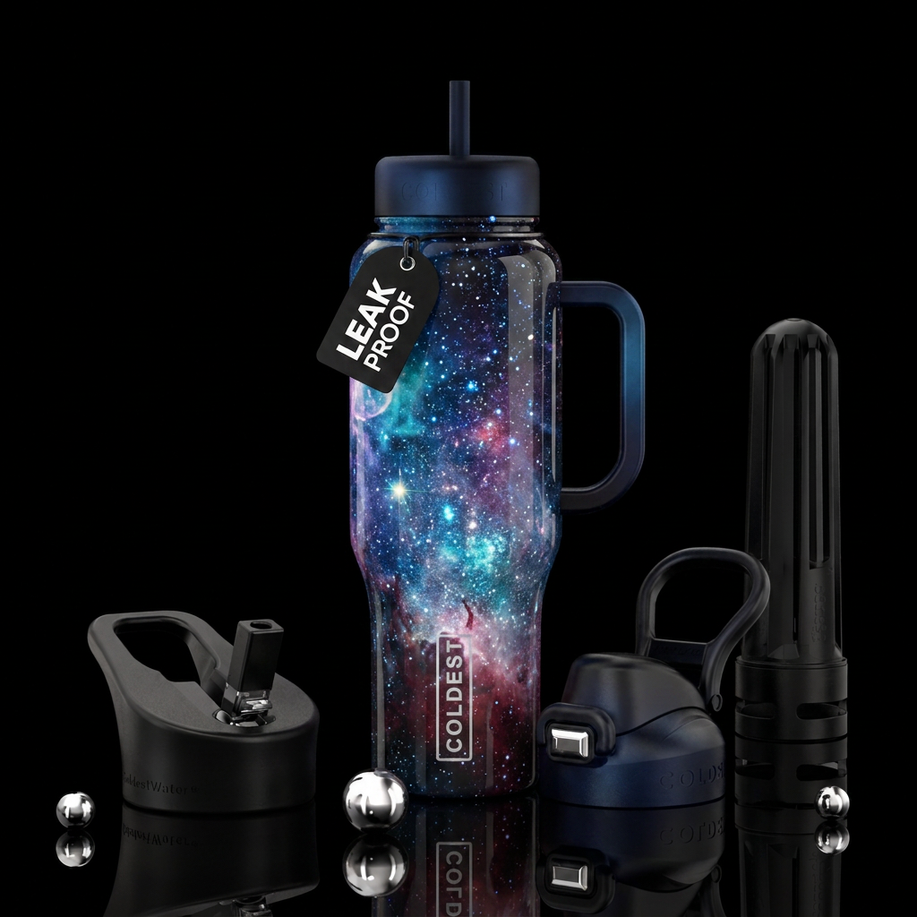 Pieces of the midnight sky water bottle design