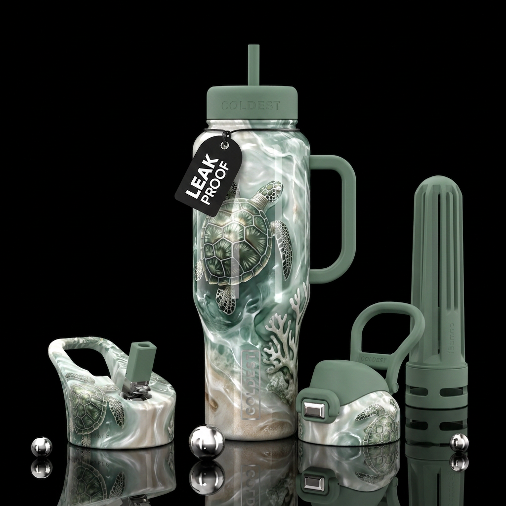 The Sea Turtle water bottle design