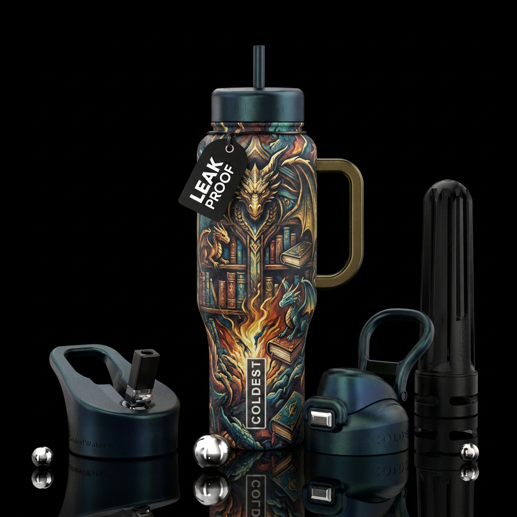 The Dragons Keep water bottle design