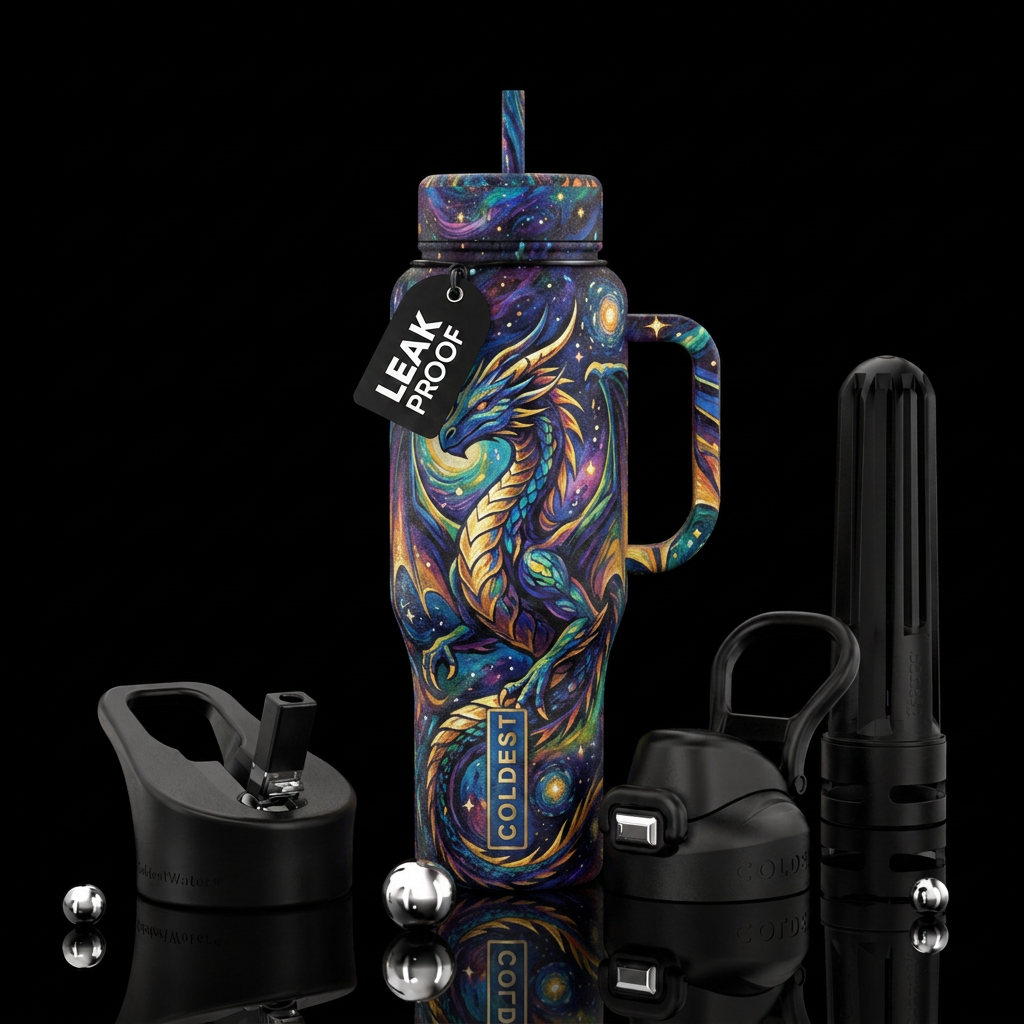 The Midnight Drake water bottle design