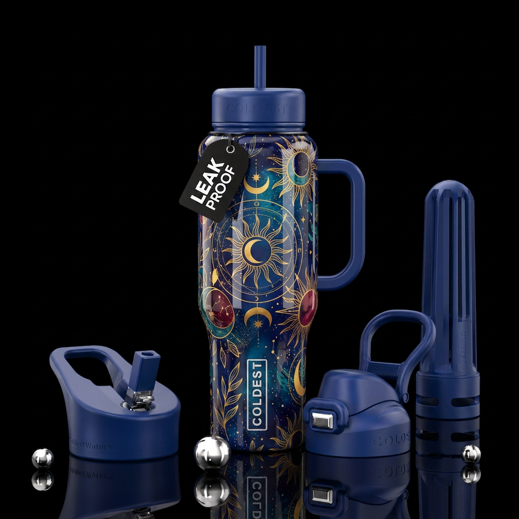 Bohemian Sun Moon water bottle design