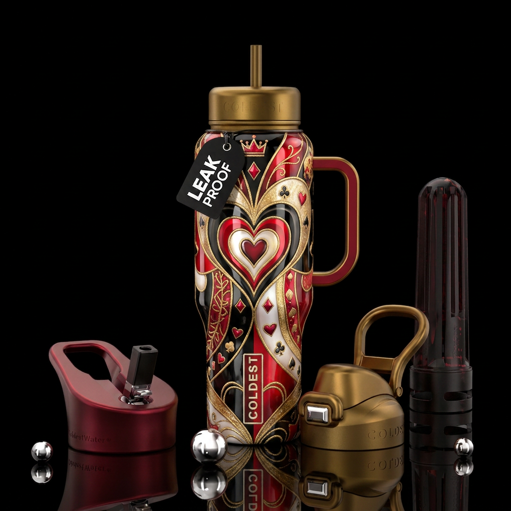 Queen of Hearts water bottle design