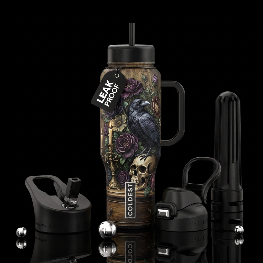 The Nevermore Floral water bottle design