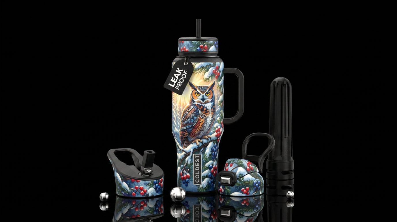 Horned Owl water bottle design