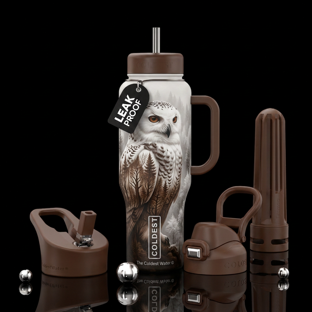Forest Owl water bottle design