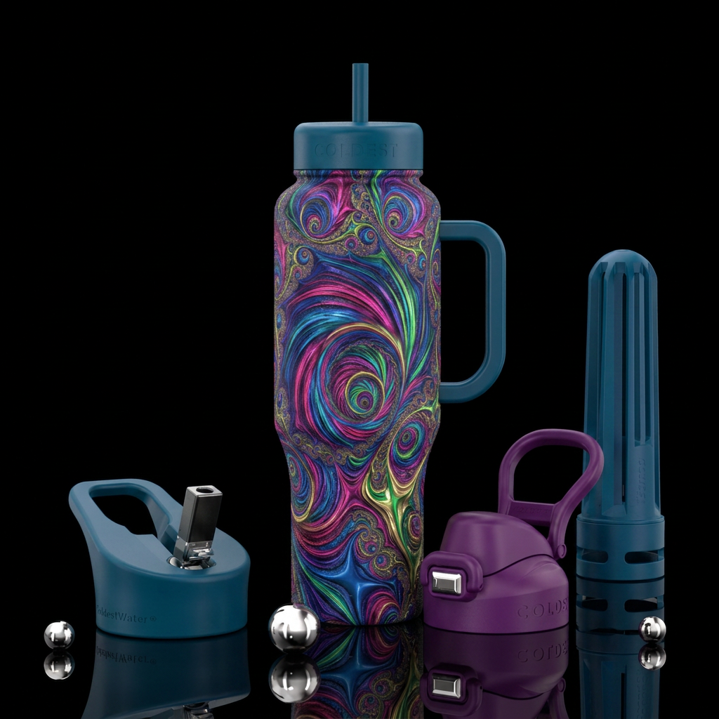 Tricktronix fractal portal water bottle design