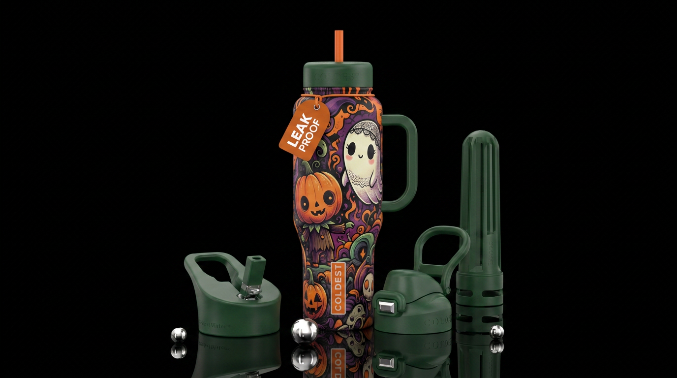 Sam and Lady Halloween water bottle design