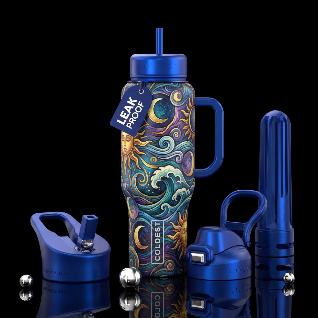 Moon, Sun, Ocean, Wind, water bottle design