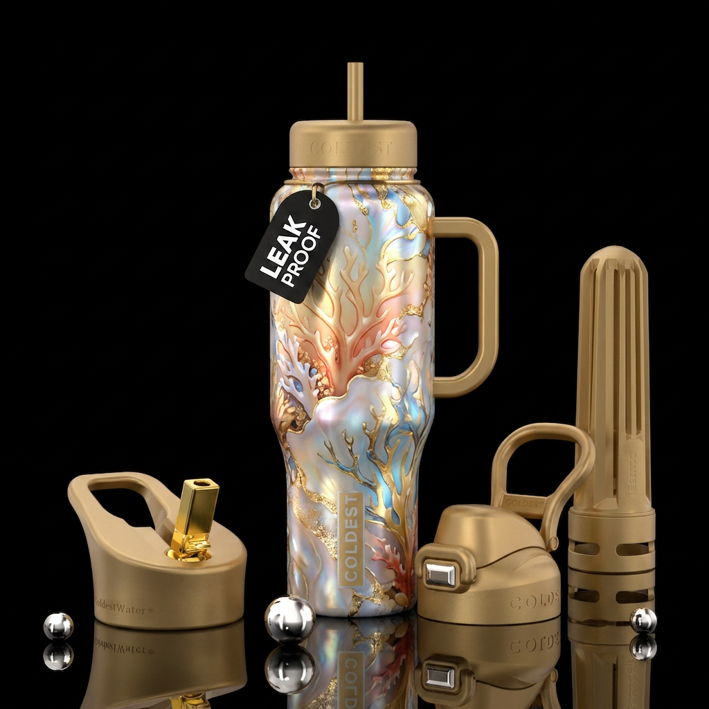 Golden Coral water bottle design