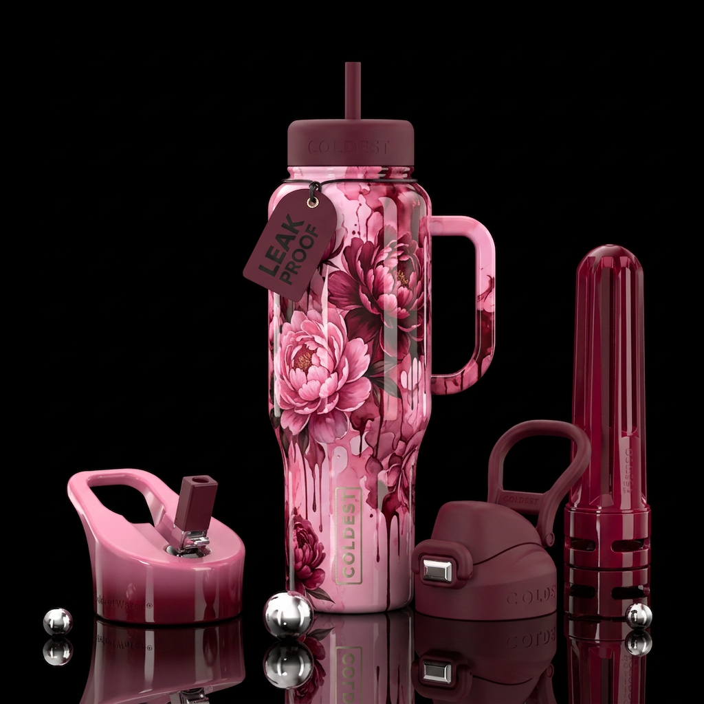 Oh My Peonies water bottle design
