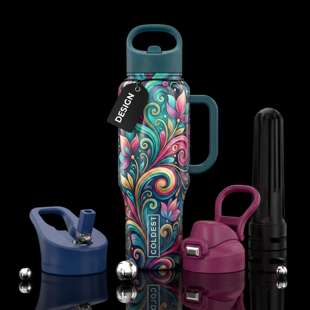 Abstract Floral Fun water bottle design