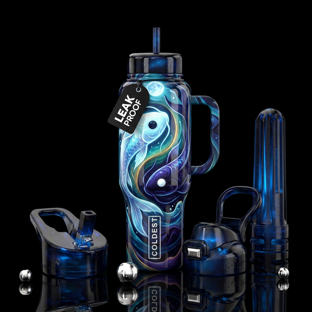 Moon and Ocean Koi Spirits water bottle design