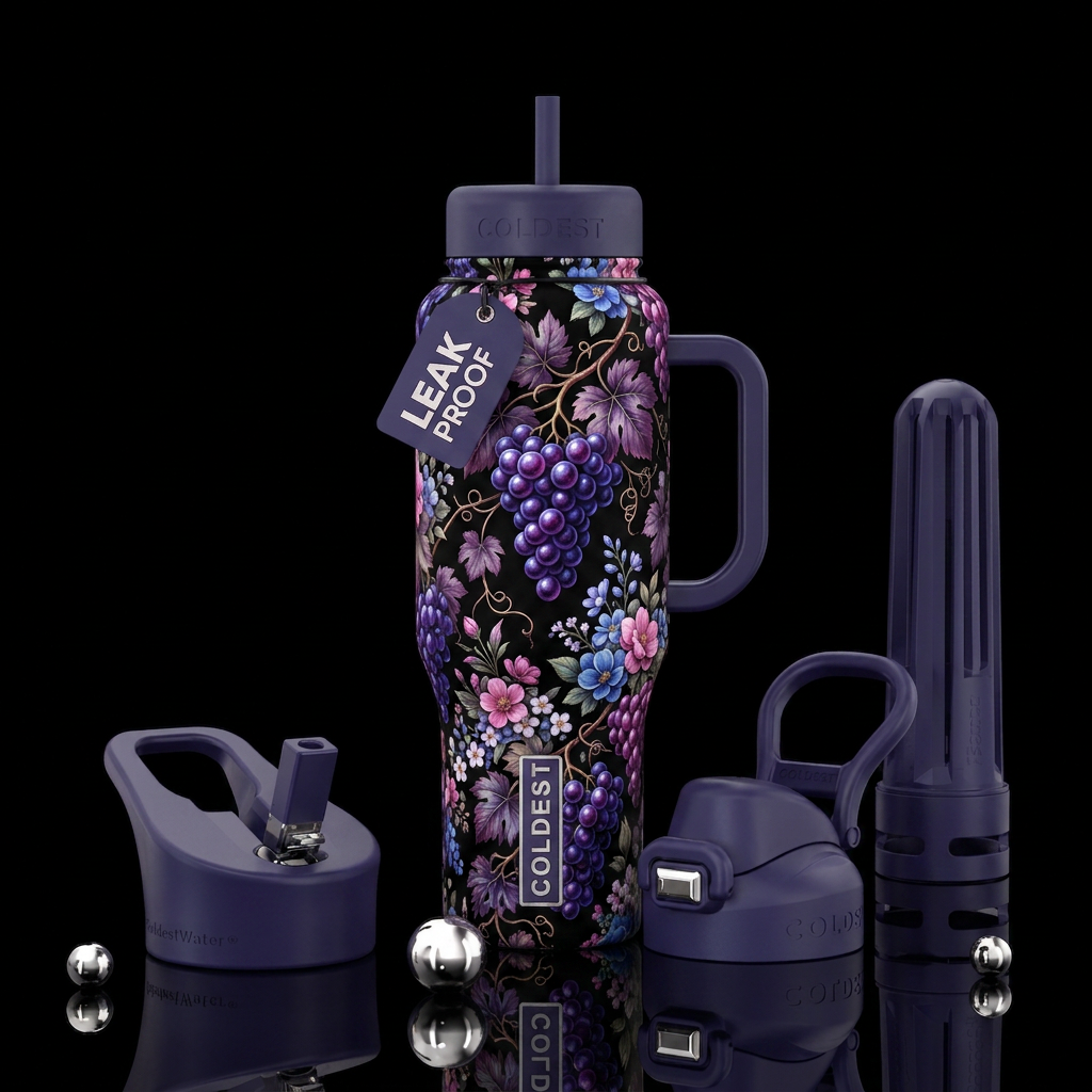 Widows Vineyard, grapes, vines, no words, blooms, ... water bottle design