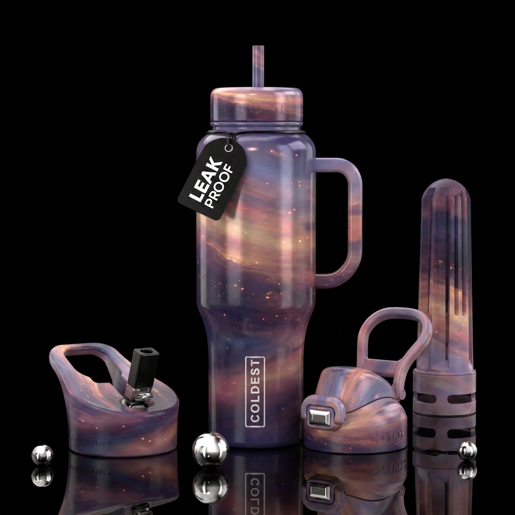 Dusk light, pastels, , sunset colors, beautiful, b... water bottle design