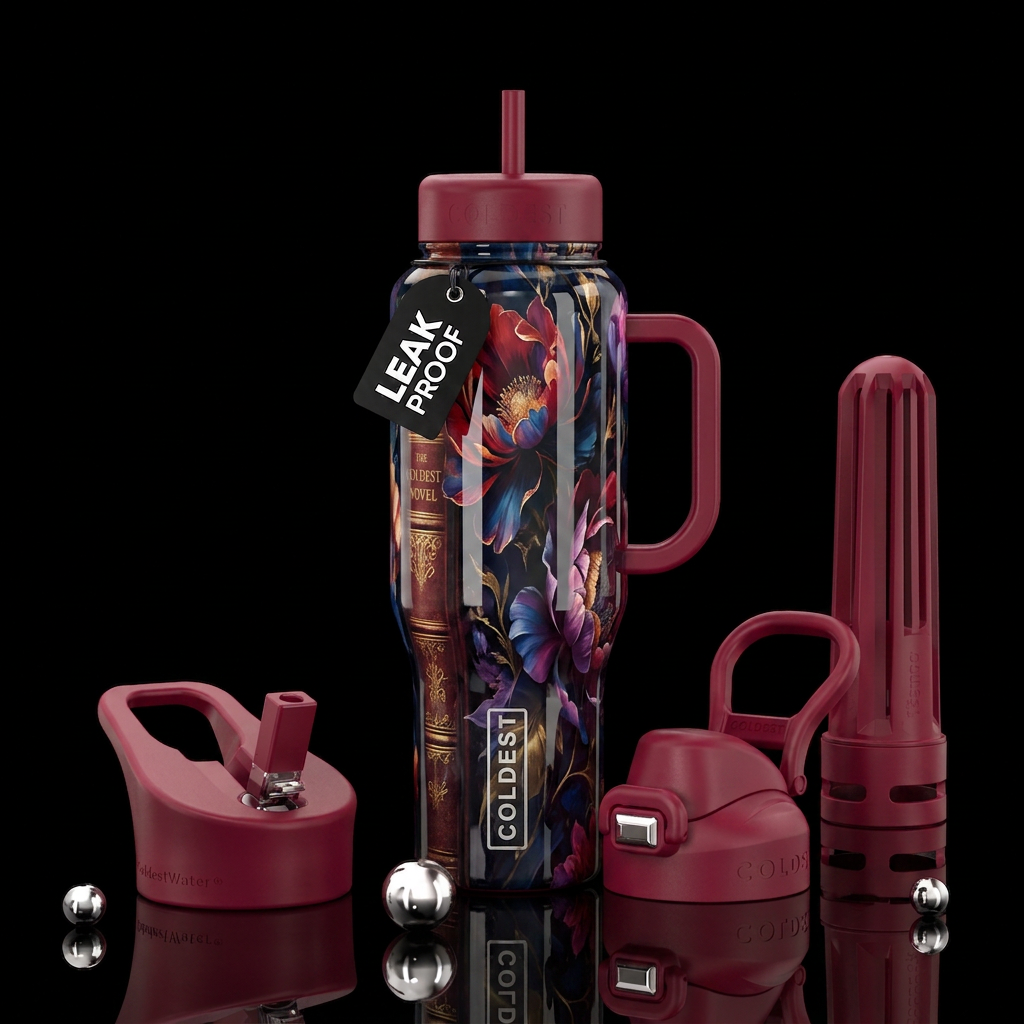 Romance Novel with Moody Florals water bottle design