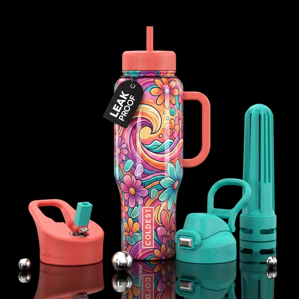 Shoreline Blooms water bottle design