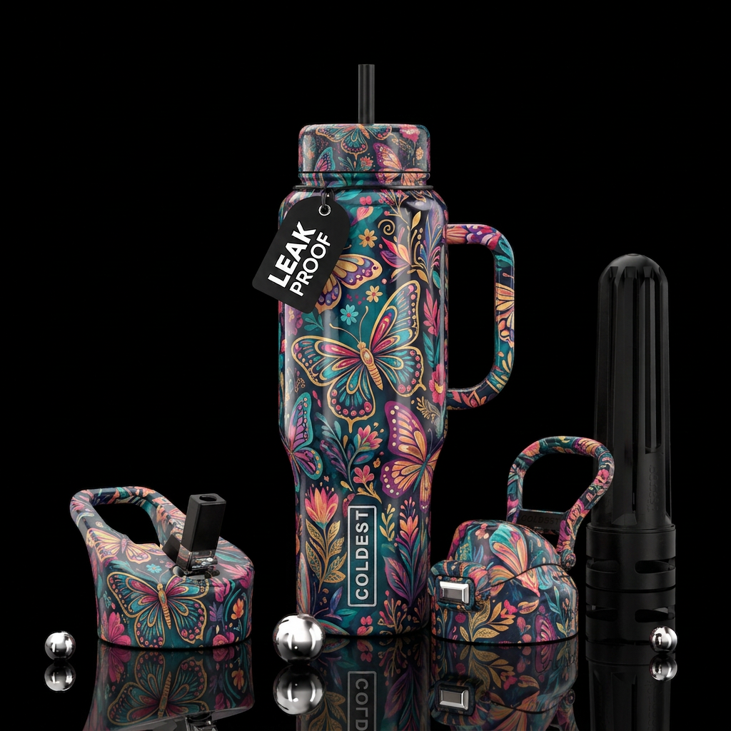 Butterfly Blossoms water bottle design