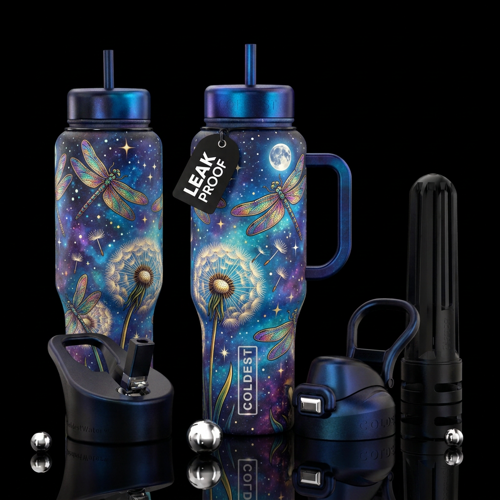 Retro Dragonfly water bottle design
