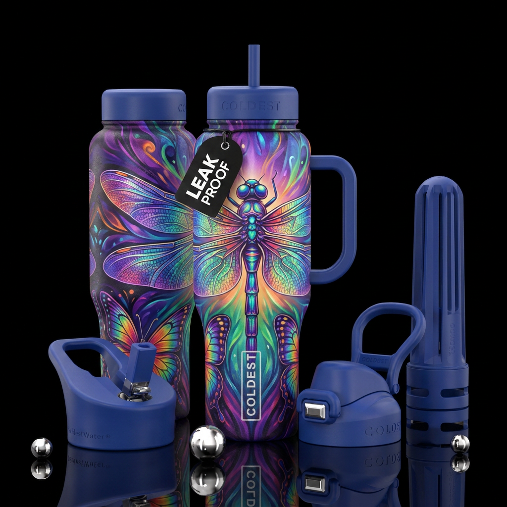 Colorburst Dragonfly water bottle design