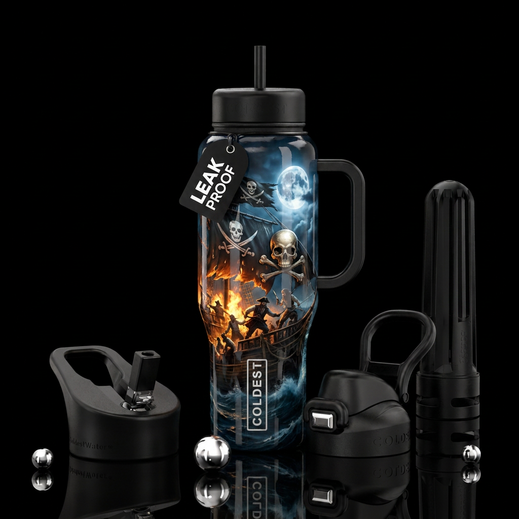 The Jolly Roger water bottle design