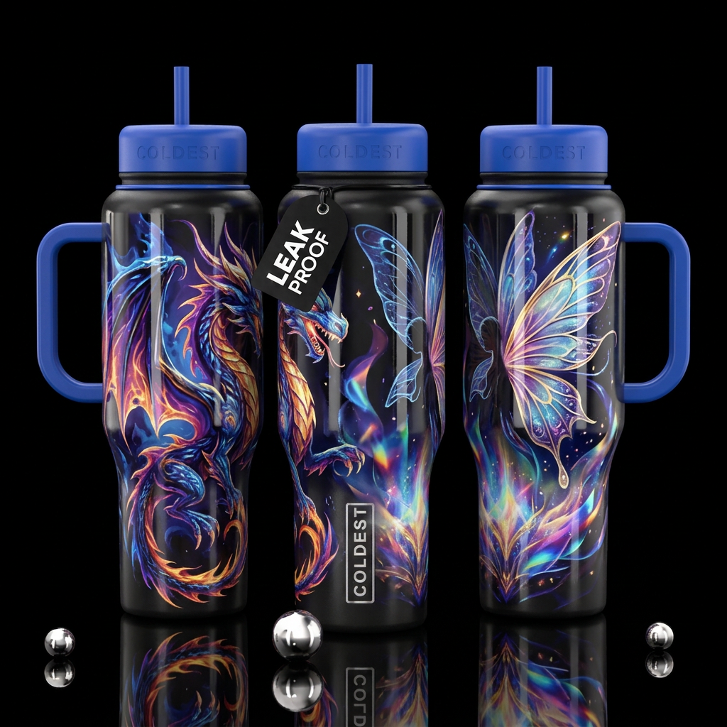 She rides dragons water bottle design