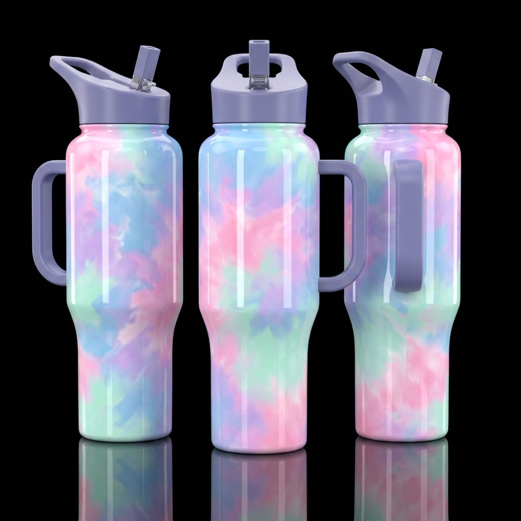 Pastel Tie Dye water bottle design