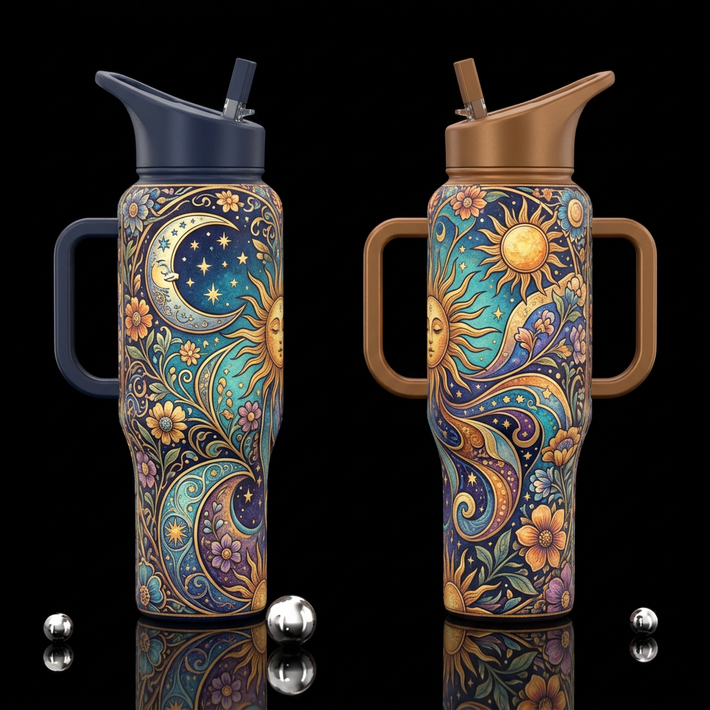 Sun And Moon Tapestry Vintage Bohemian Wall Hangin... water bottle design