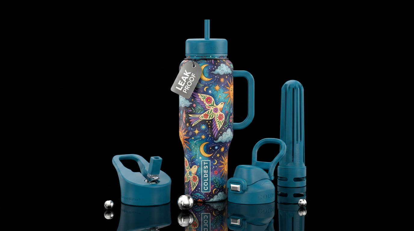 Folk art meets celestial magic in Boho Mystic Bird... water bottle design