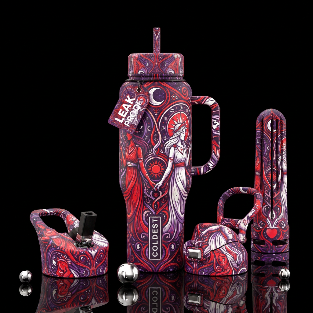Day & Night Twin Goddess water bottle design