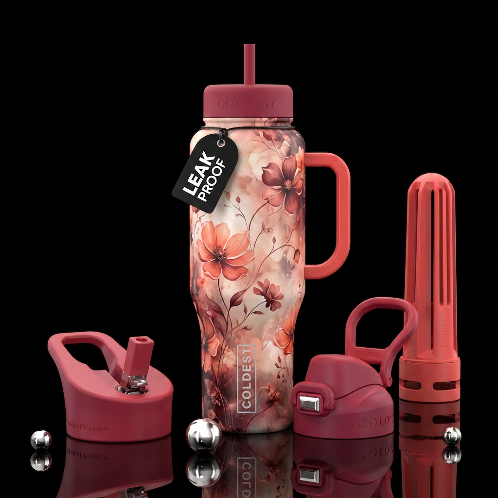 Nude Vintage Floral water bottle design