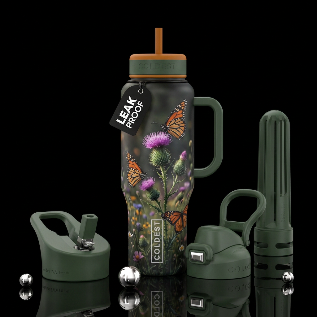 Monarch butterfly water bottle design