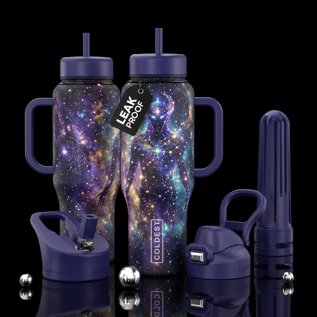 The Mystic Guardian water bottle design