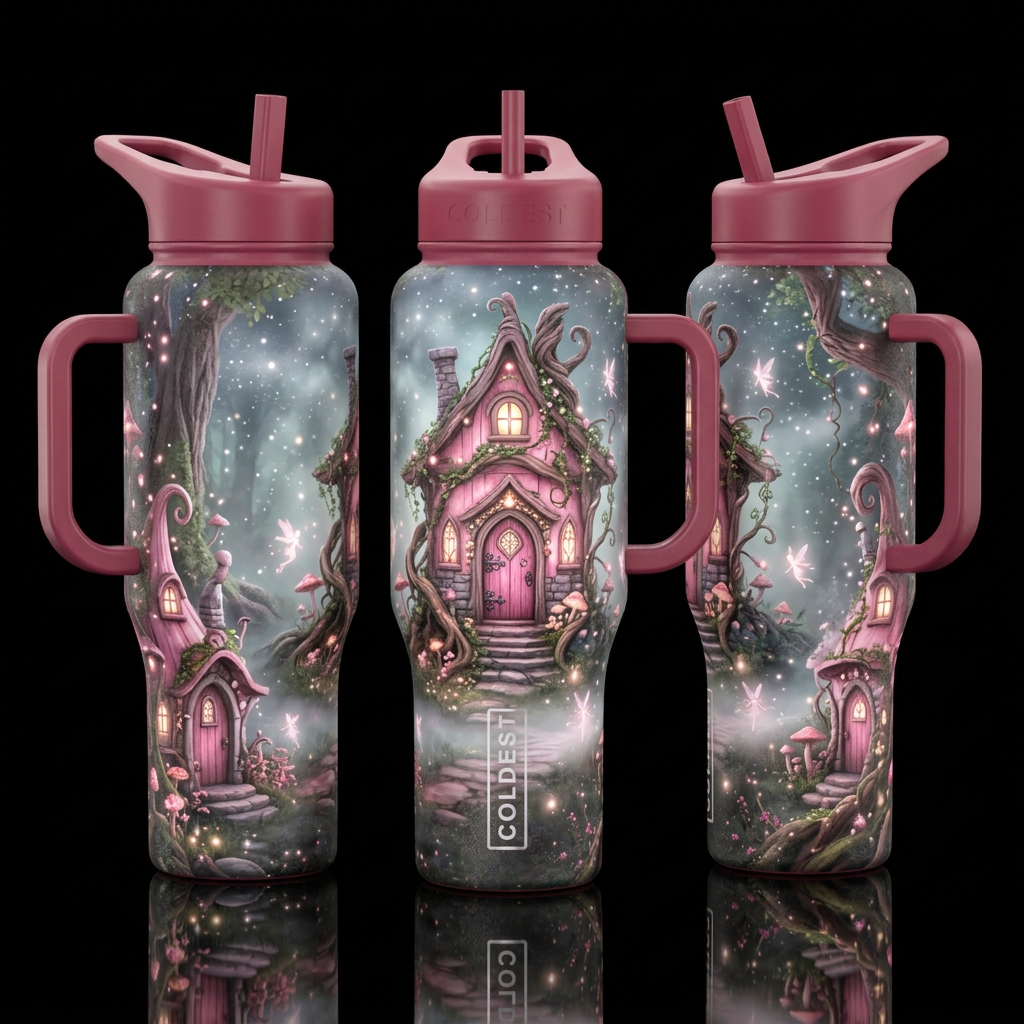 Mystic Fairy House water bottle design