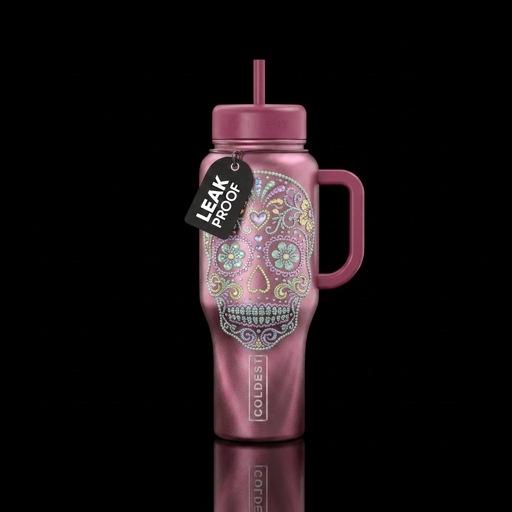 Pastel Sugar Skull water bottle design