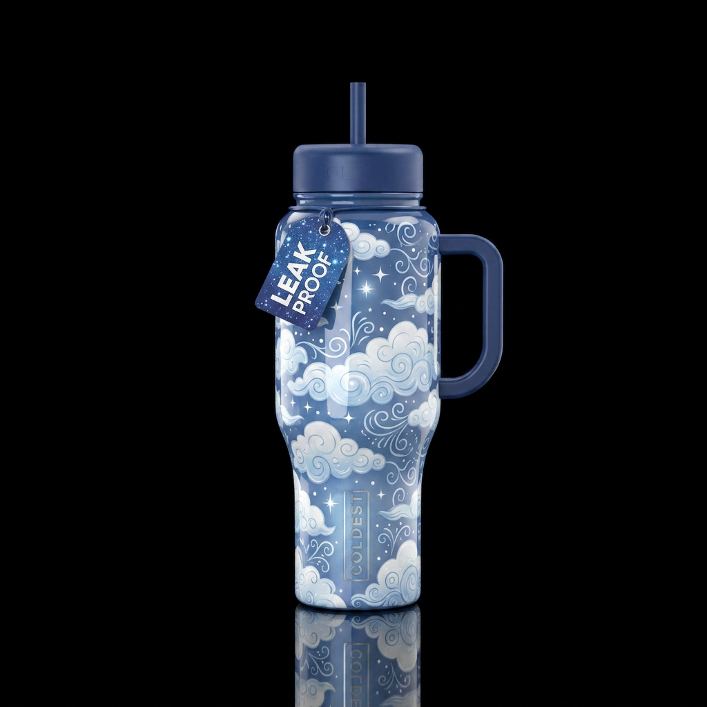Swirling Night Clouds water bottle design
