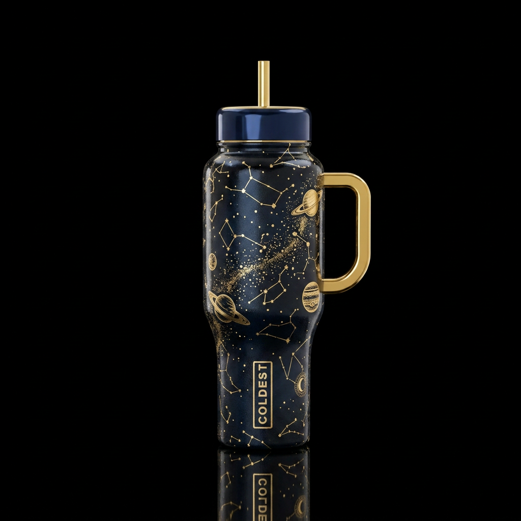 Celestial Midnight Canvas water bottle design