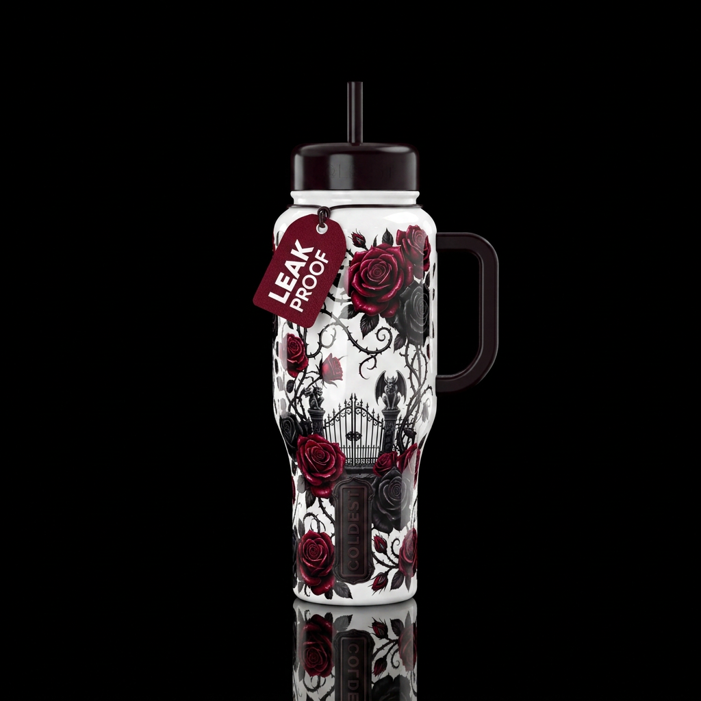 Gothic Rose Garden water bottle design
