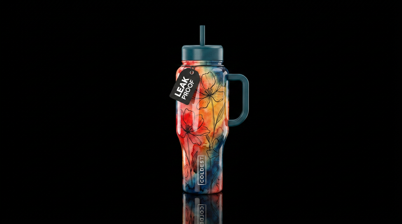 Ink Wash Florals water bottle design
