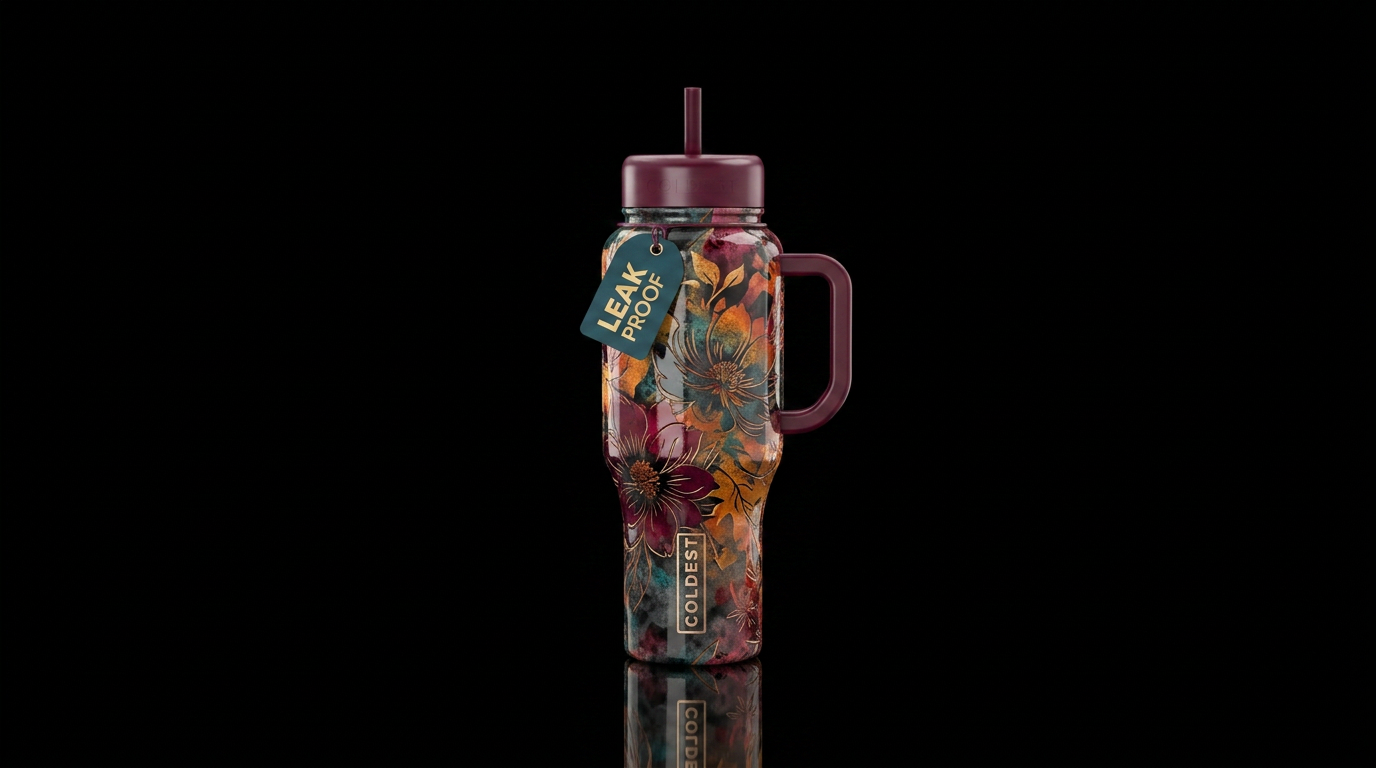 Fall florals, abstract, acid wash colors, etching,... water bottle design