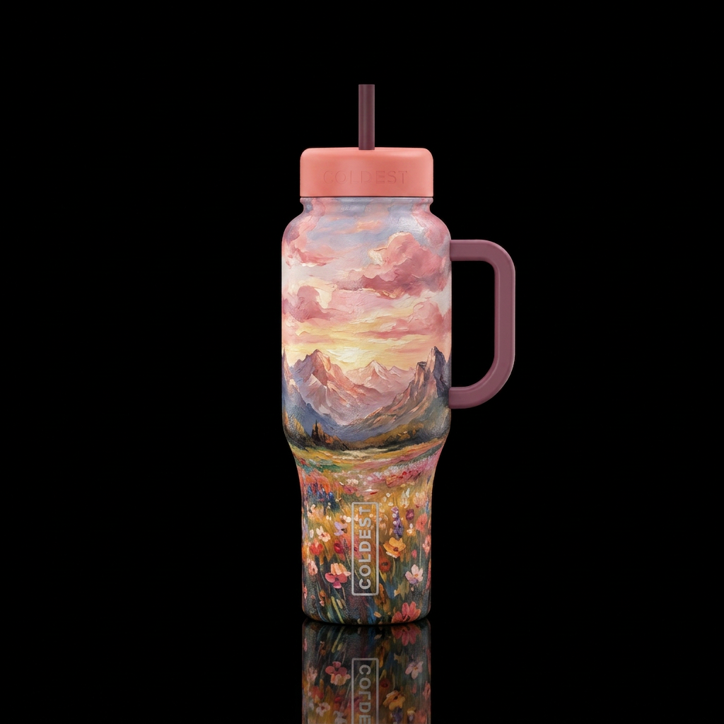 Soft Mountains water bottle design