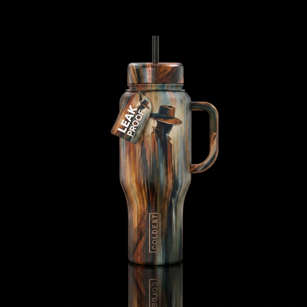 Wide Brim Shadow Figure water bottle design