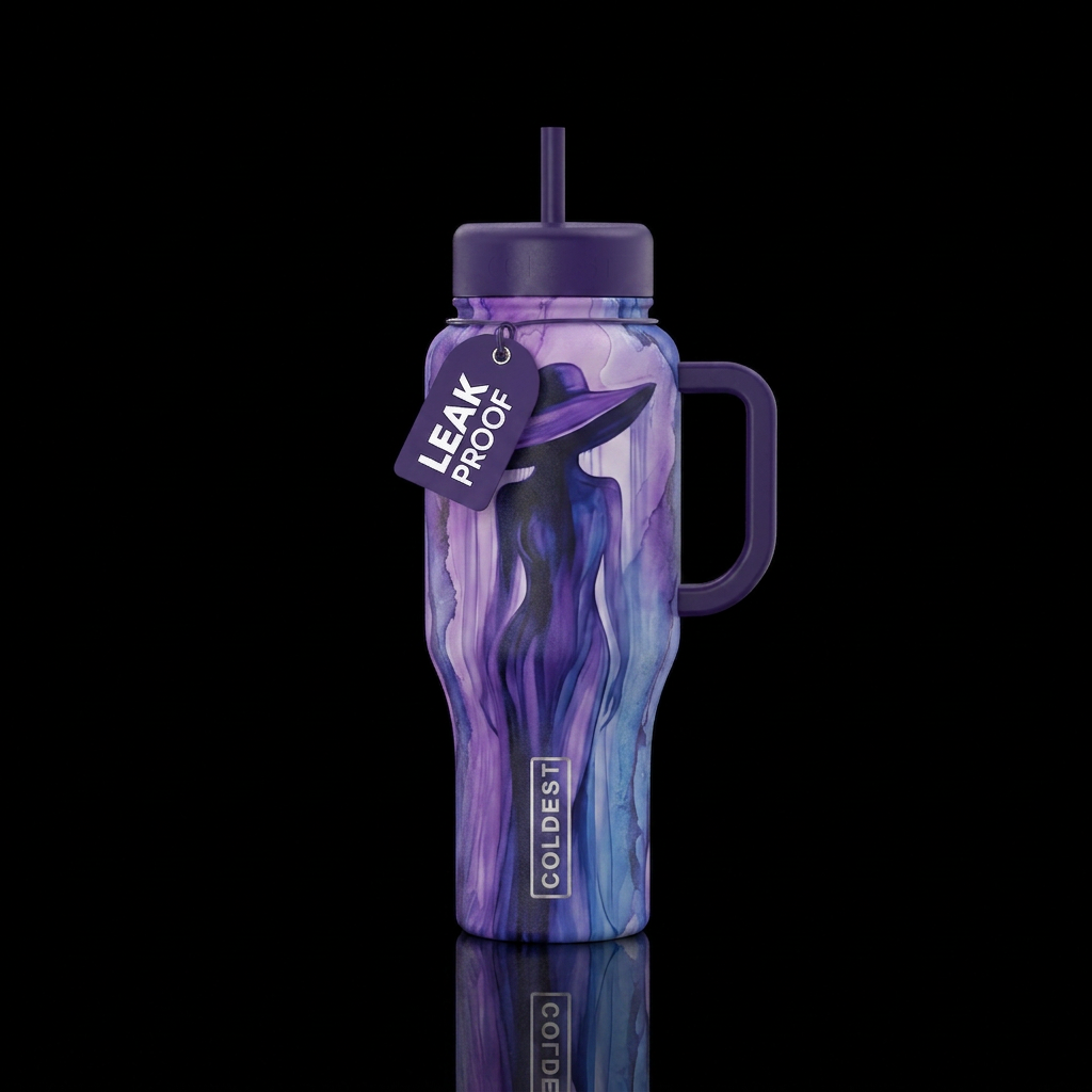 Wide Brim Shadow Female Figure water bottle design