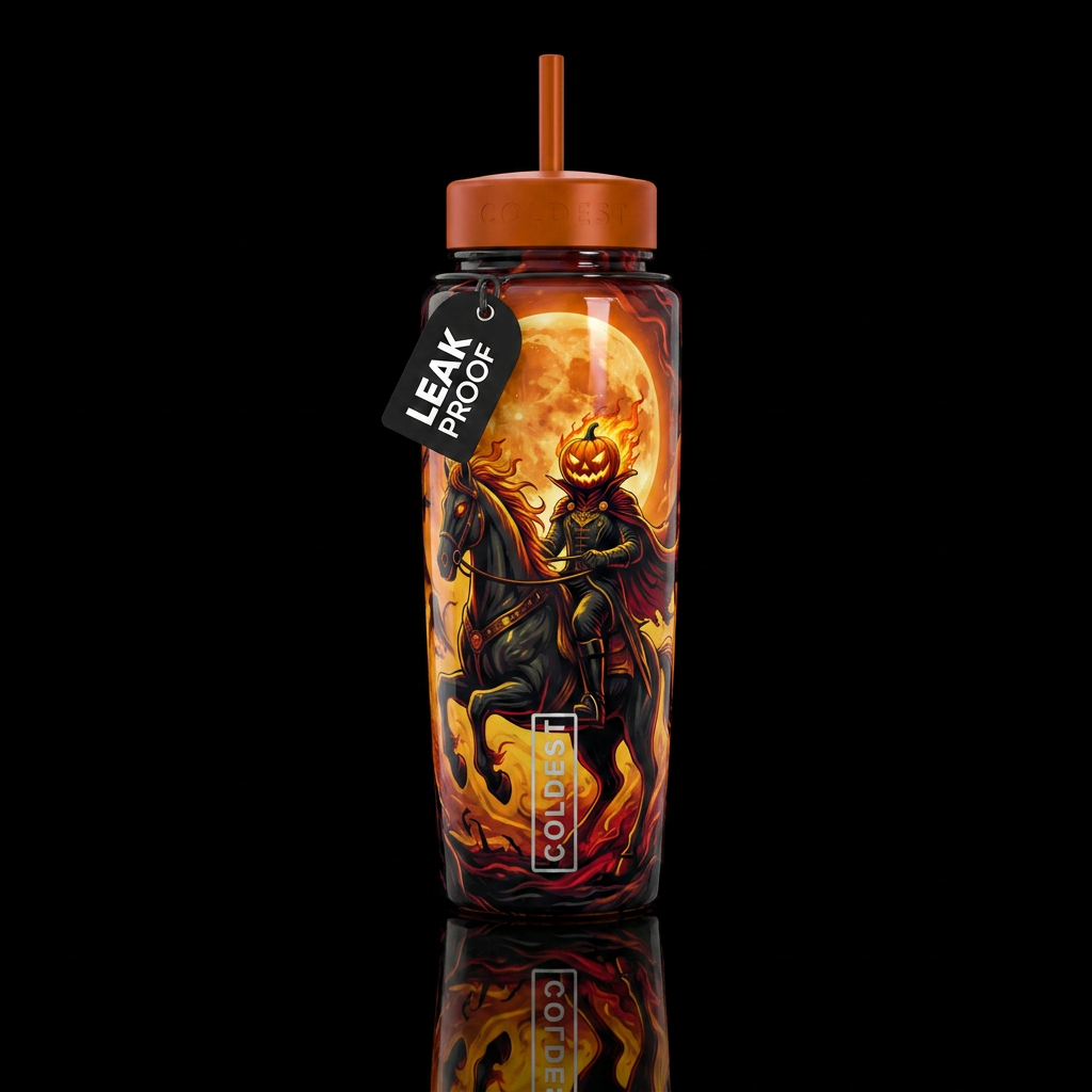The Headless Horseman water bottle design