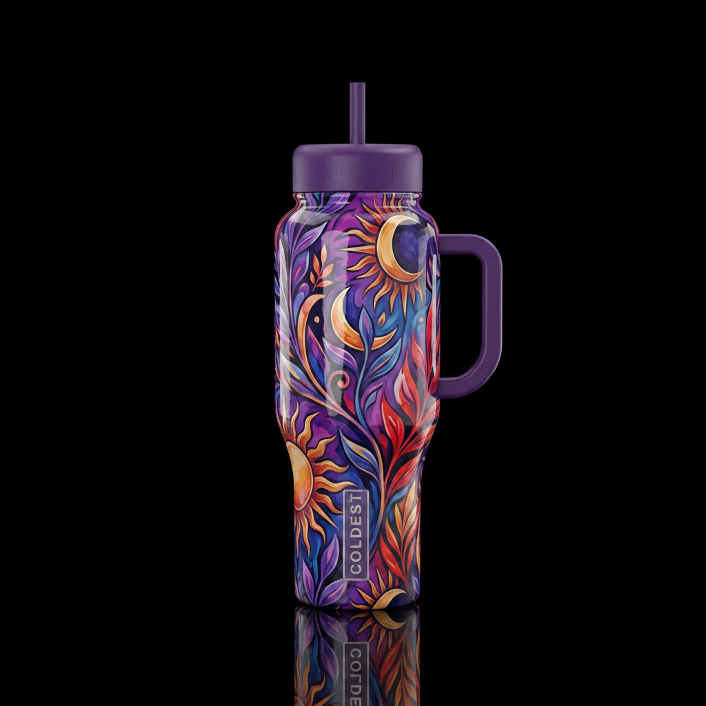 Kiss of Sun and Moon All Over water bottle design