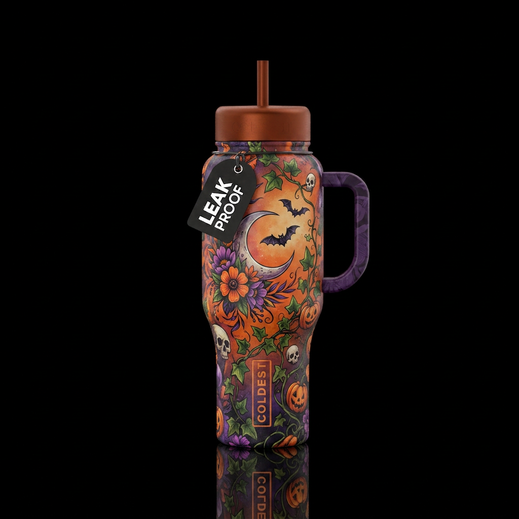 Halloween Florals water bottle design