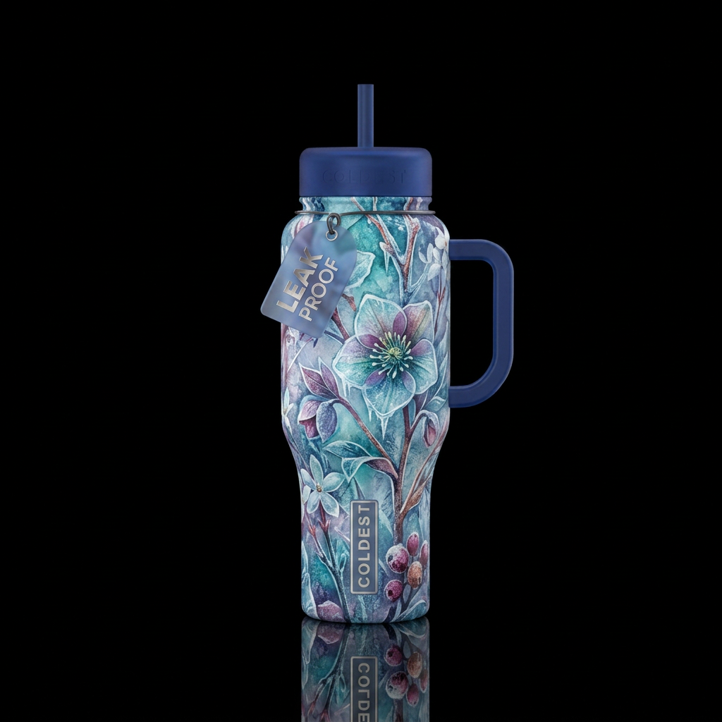 Flowers in Winter water bottle design